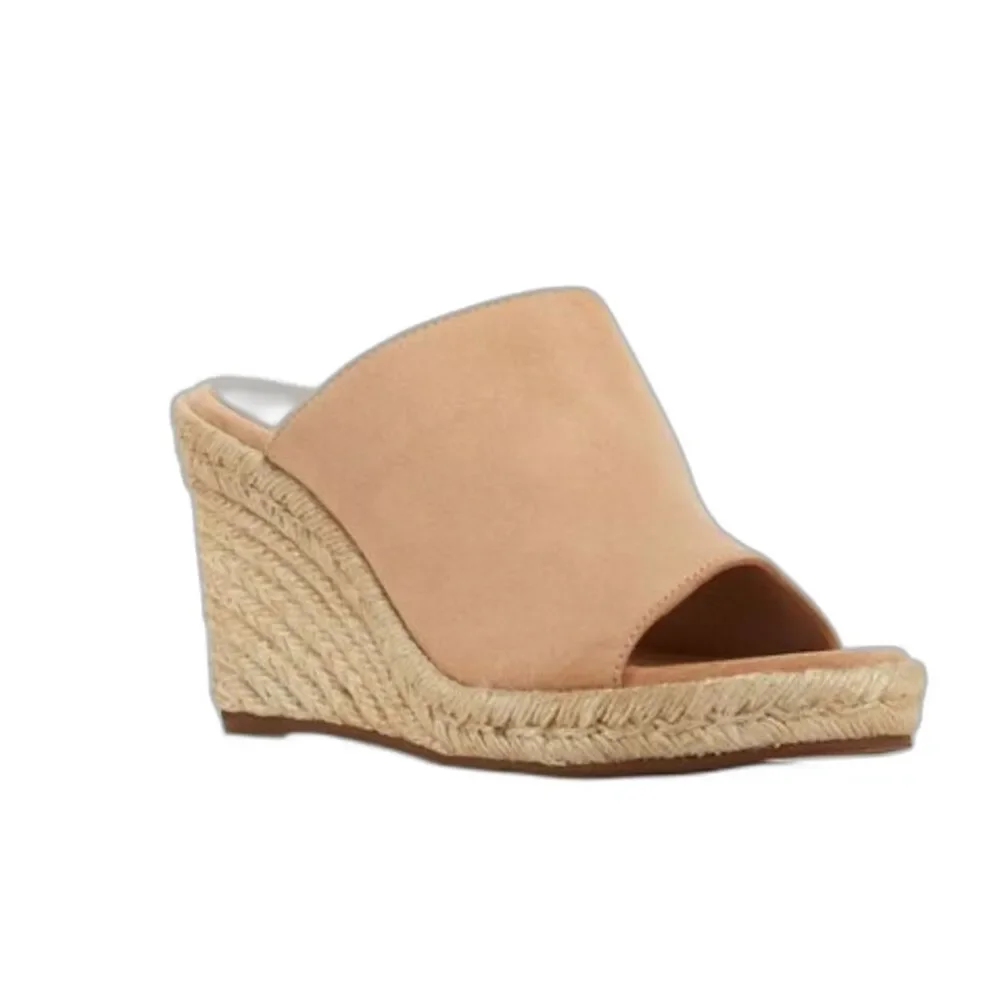 Stuart Weitzman Marabella Wedge Sandals Beige Suede Size 7.5 NEW